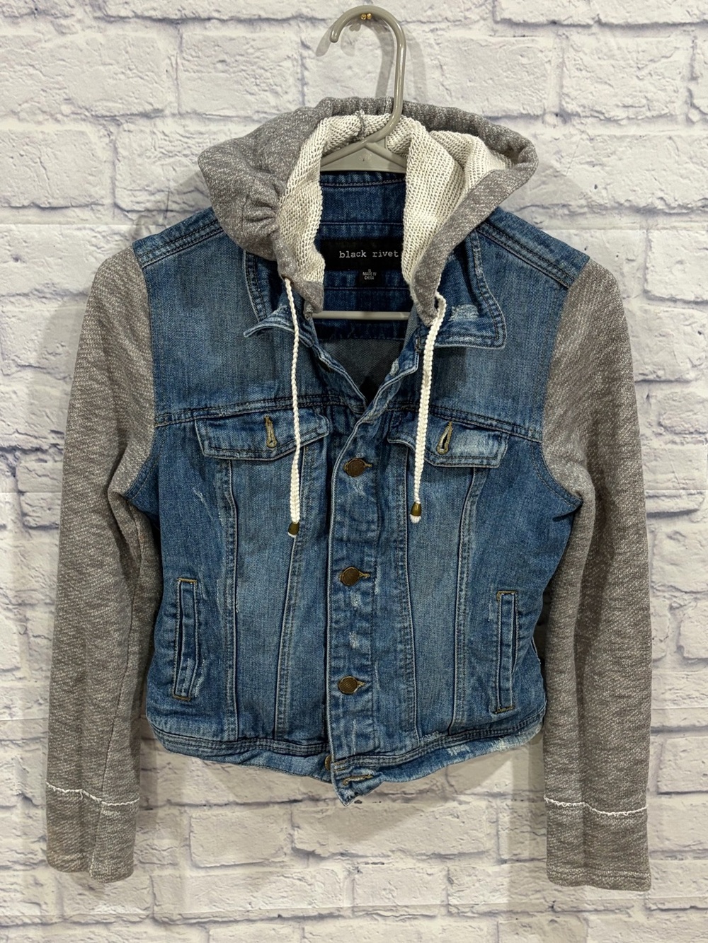 Black Rivet Y2K Hooded Denim Jacket Women’s Small
